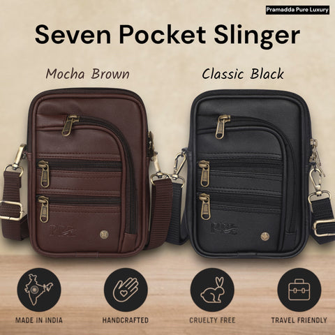 Trendy Brown 7 zip sling Bag for men