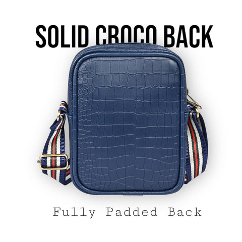 Stylish Elegant Blue Croco Leather 9 inch Crossbody sling Bag For Men