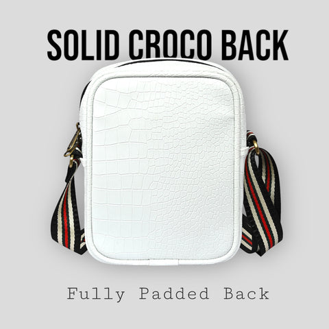 Stylish shamrock white Croco Leather 9 inch Crossbody sling Bag For Men