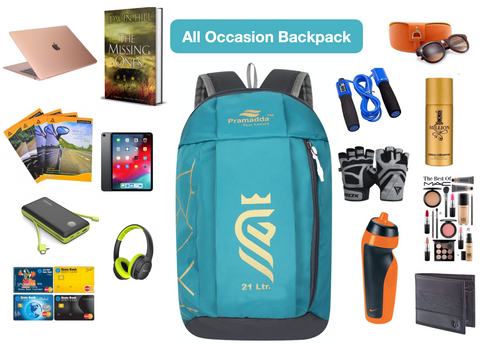 Pramadda Pure Luxury GOLD 21 L Turquoise Green Casual Everyday Backpack For Men Women | Mini Bags For Boys Girls | School College Travel Sports (45 X 29 X 22 Centimetres)