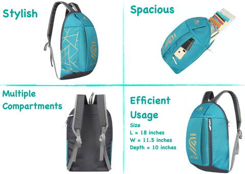 Pramadda Pure Luxury GOLD 21 L Turquoise Green Casual Everyday Backpack For Men Women | Mini Bags For Boys Girls | School College Travel Sports (45 X 29 X 22 Centimetres)