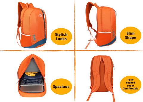 Pramadda Pure Luxury Neon Orange Never Stop 30L Casual Backpack For School College Travel ( 18 Inches )