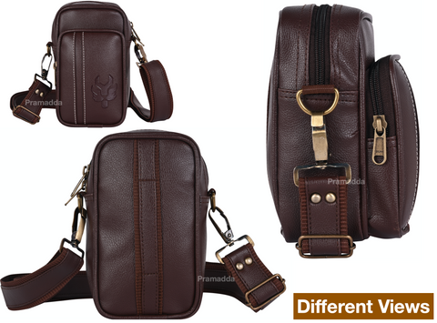 Chocolate Brown Leo Mobile Sling Bag for Men Side crossbody Bag.