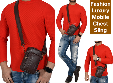 Chocolate Brown Leo Mobile Sling Bag for Men Side crossbody Bag.