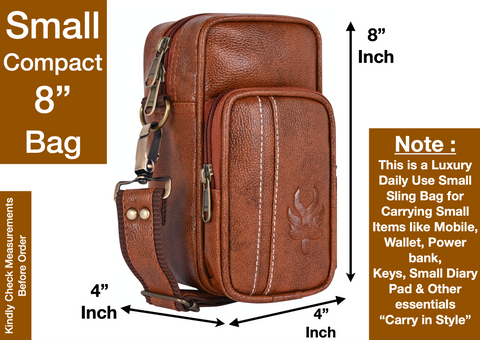 Royal Tan Leo Mobile Sling Bag For Men Side crossbody Bag.