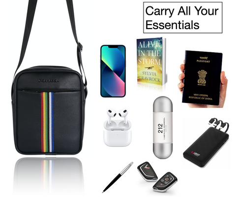 Elegant Black Tourister Rainbow Sling Bag For Men Side Crossbody Bag
