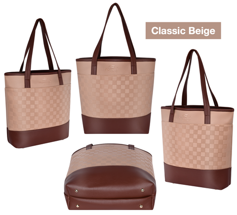 Classic Beige Tote Bag | Shoulder Bag For Shopping Travel Daily Use