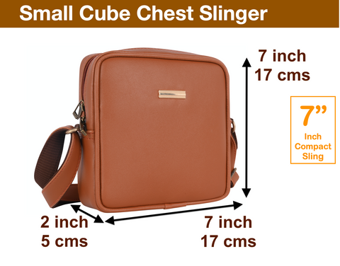 Royal Tan Square Mobile Sling for men and women side Crossbody bag