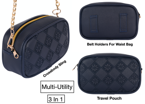 Stylish Beautiful Flower Emboss Crossbody Sling Bag For Women