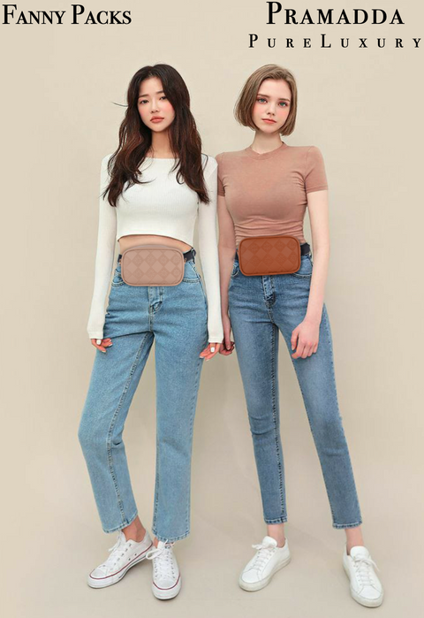 Classic Beige Flower Crossbody Sling Bag Cum Waist Bag For Women