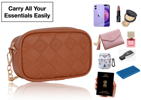 Stylish Beautiful Flower Emboss Crossbody Sling Bag For Women