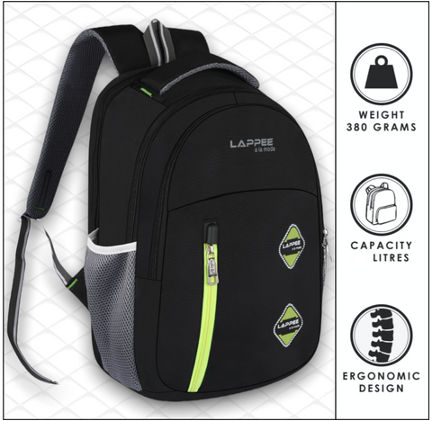 Lappee Pro Black Casual Laptop Backpack With Rain Cover For Men And Women | Backpacks For School College Office.