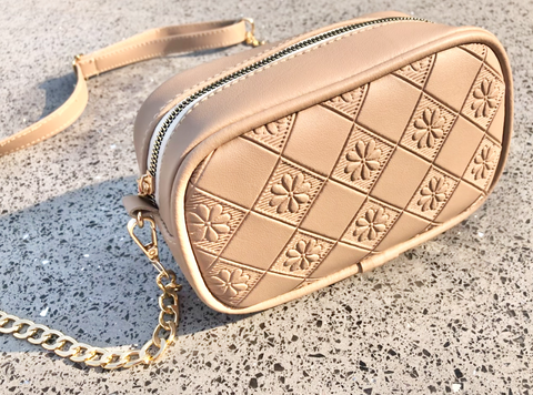 Classic Beige Flower Crossbody Sling Bag Cum Waist Bag For Women