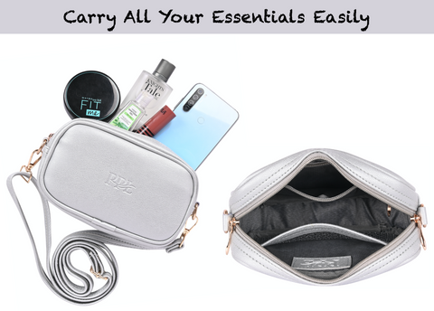 Classic Silver Mexico Sling Crossbody Shoulder Bag | 8 Inch | Top grain Texture