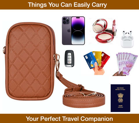 Royal Tan Twin Barfi Mobile Sling Bag For Women Side crossbody bag