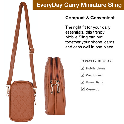 Royal Tan Twin Barfi Mobile Sling Bag For Women Side crossbody bag
