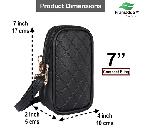 Elegant Black Twin Barfi Mobile Sling Bag For Women Side crossbody bag