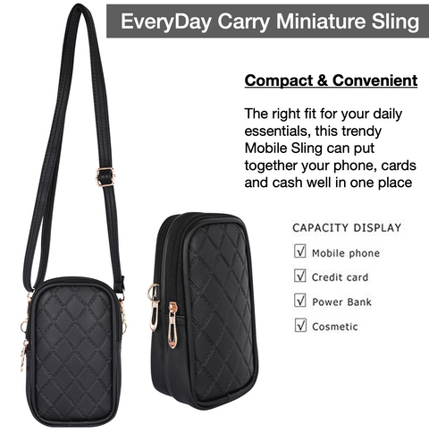 Elegant Black Twin Barfi Mobile Sling Bag For Women Side crossbody bag