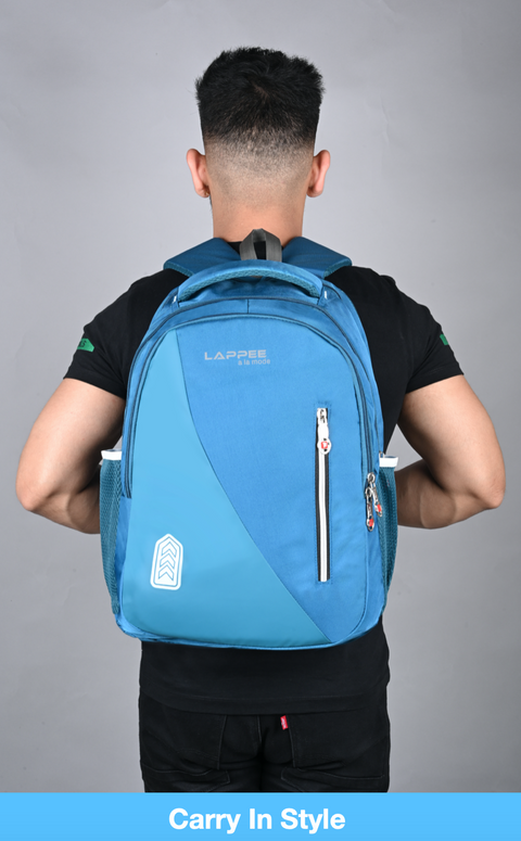 Lappee Airport Blue Meta Pro Casual Laptop Backpack With Rain Cover For Men And Women | Backpacks For School College Office.