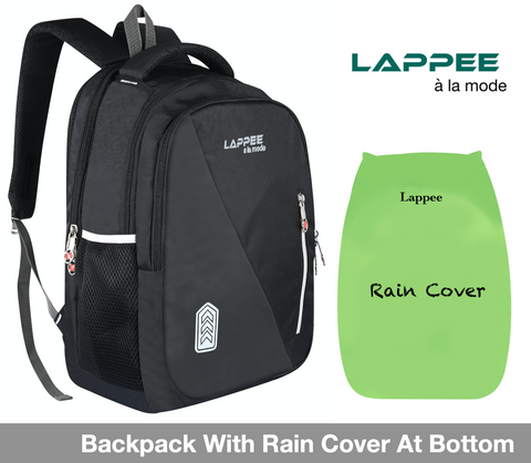 Lappee Black Meta Pro Casual Laptop Backpack With Rain Cover For Men And Women | Backpacks For School College Office.