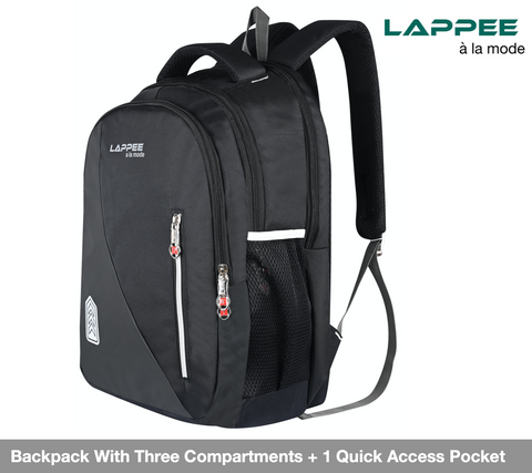 Lappee Black Meta Pro Casual Laptop Backpack With Rain Cover For Men And Women | Backpacks For School College Office.