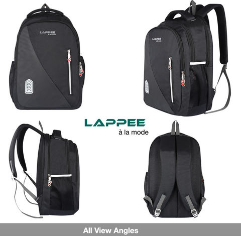 Lappee Black Meta Pro Casual Laptop Backpack With Rain Cover For Men And Women | Backpacks For School College Office.