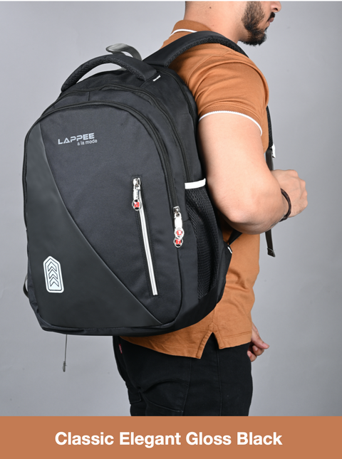 Lappee Black Meta Pro Casual Laptop Backpack With Rain Cover For Men And Women | Backpacks For School College Office.