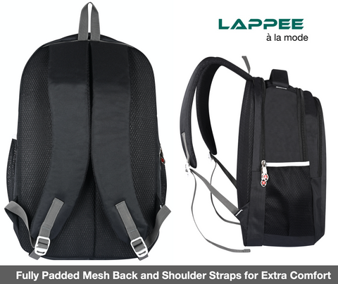 Lappee Black Meta Pro Casual Laptop Backpack With Rain Cover For Men And Women | Backpacks For School College Office.