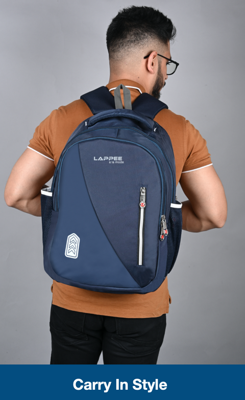 Lappee Blue Meta Pro Casual Laptop Backpack With Rain Cover For Men And Women | Backpacks For School College Office.