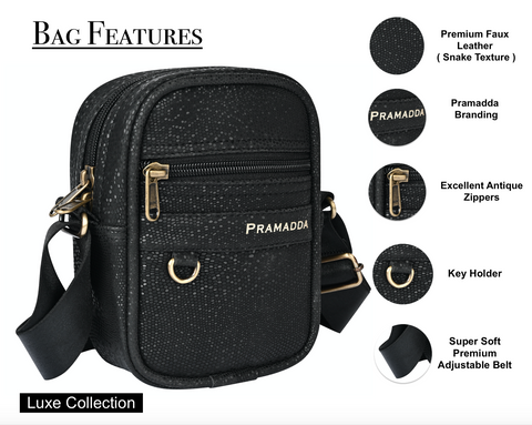 Elegant Black Gold Label Sling bag for Men