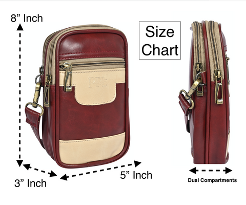 Stylish stunning Maroon milano Dual compartment leather sling bag for men and women