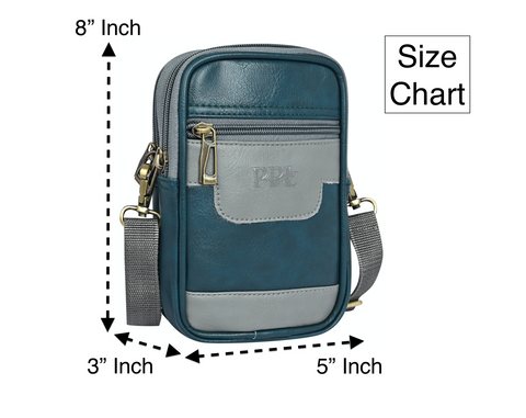 Stylish turquoise green milano Dual compartment leather sling bag for men and women