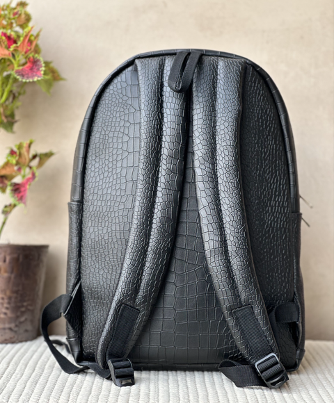 Classic Italia Croco Leather 25L Casual Laptop Backpack Plus Crossbody Sling Combo For Men And Women (Shamrock Black)