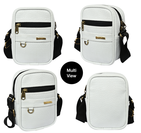 Shamrock White Croco Leather 9 inch Sling Bag For Men Chest Crossbody Side Bag Corporate gift item