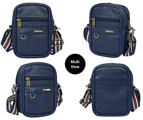 Elegant Blue Croco Leather 9 inch Sling Bag For Men Chest Crossbody Side Bag Corporate gift item