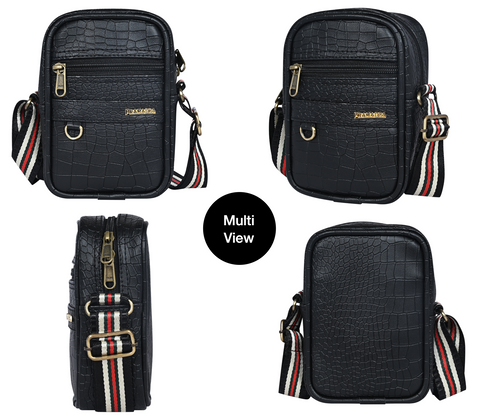 Classic Black Croco Leather 9 inch Sling Bag For Men Chest Crossbody Side Bag Corporate gift item