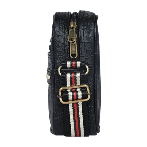 Classic Black Croco Leather 9 inch Sling Bag For Men Chest Crossbody Side Bag Corporate gift item