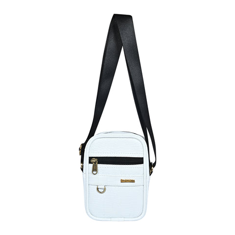 Stylish white Croco Leather 9 inches mini Crossbody bag for men